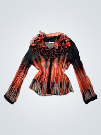 Blouse with Ruffled Neckline