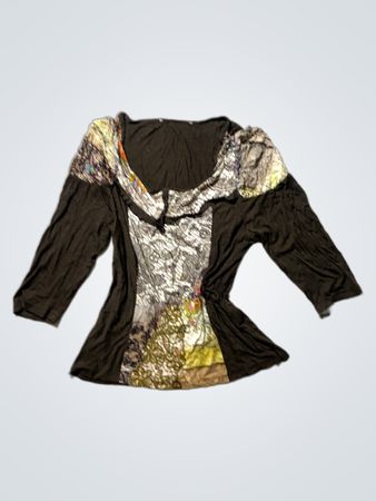 Multicolored Patchwork Lace Blouse