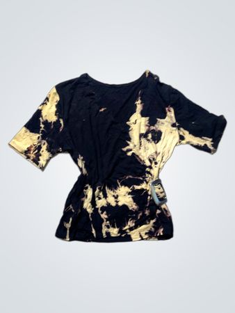 Unbranded Black and White Tie-Dye Short Sleeve Top