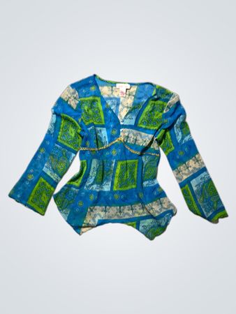 Blue and Green Patchwork Top