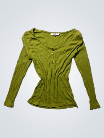 Green Long-Sleeve Henley Top