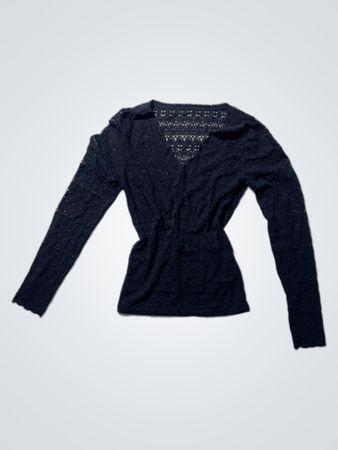 Black Lace Long-Sleeve Cardigan