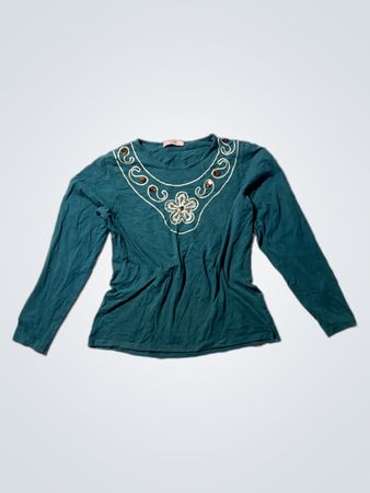Festa Embroidered Teal Shirt