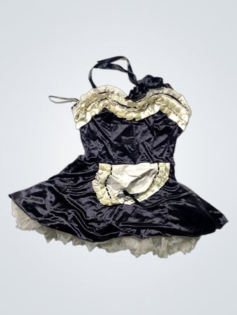 Ladies Black Velvet Maid Costume Dress