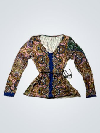 Zara Paisley Print Long-Sleeve Blouse