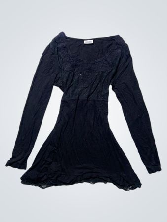 Street One Black Lace Trim Long Sleeve Mini Dress