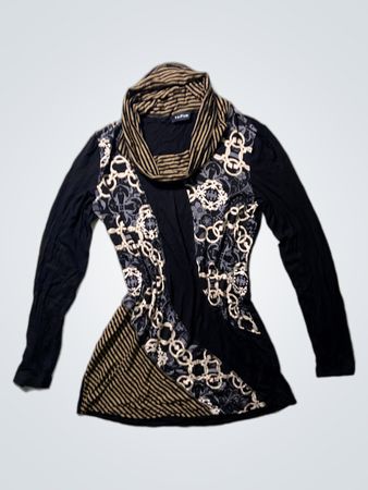 Taifun Black and White Patterned Top with Scarf