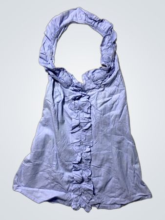 Blue Ruffled Halter Top