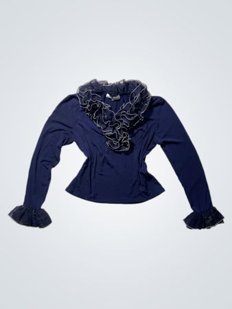 Teresa Kopias Blue Ruffled Top