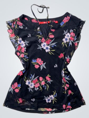 Olive Floral Print V-Neck Blouse