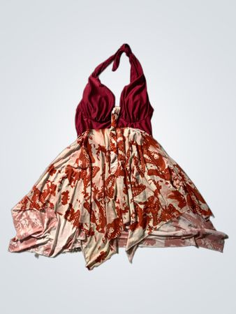 Red and Orange Floral Dress