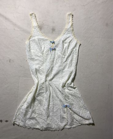 White Lace Camisole with Blue Bows