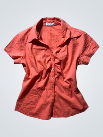 Isa bella Salmon Pink Short Sleeve Button Down Shirt