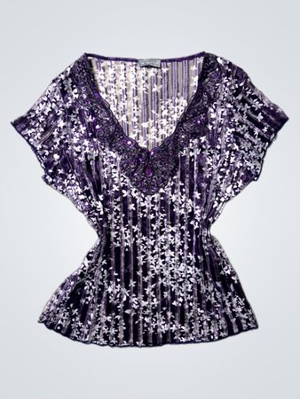 Purple Embroidered Top