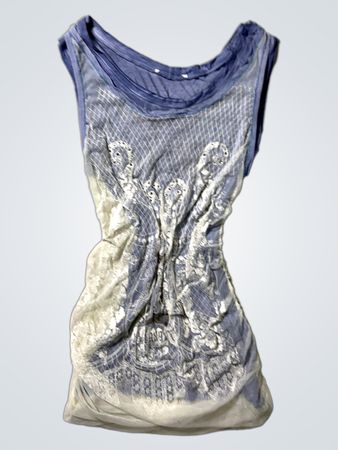 Blue and White Sleeveless Top