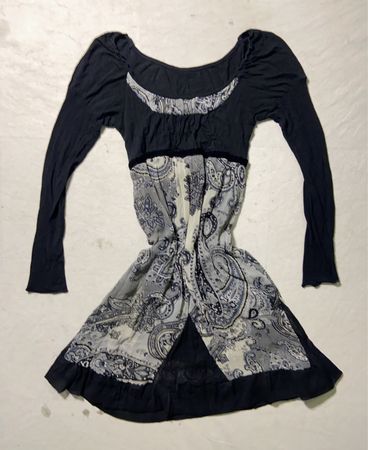 Black and Gray Paisley Dress