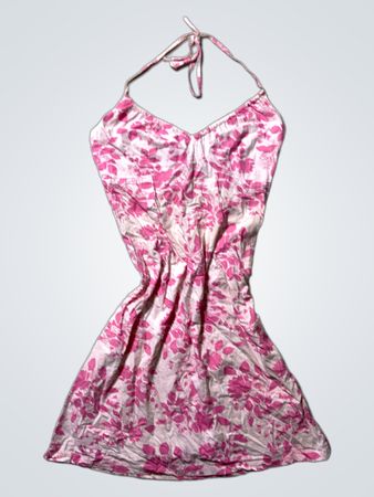 Pink Floral Halter Neck Dress