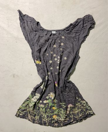 Gray Floral Blouse