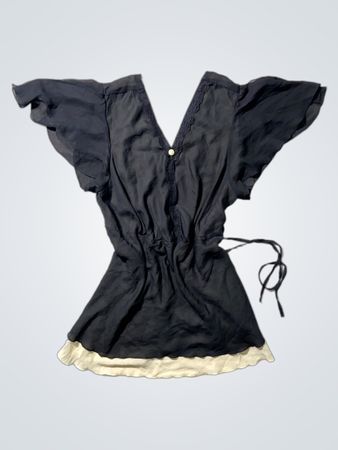 Black Blouse with White Trim