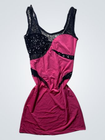 Pink and Black Sequined Dress