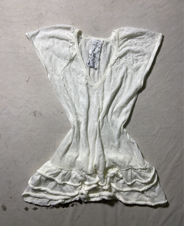White V-Neck Ruffled Top