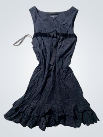 Warehouse Black Crinkle Sleeveless Mini Dress