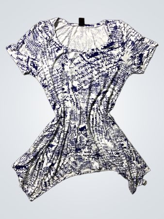 M&S Blue and White Graphic Top