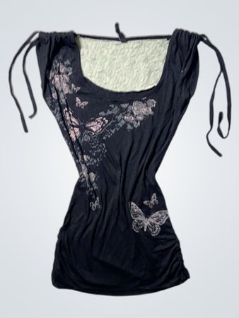 Benetton Black Butterfly Blouse