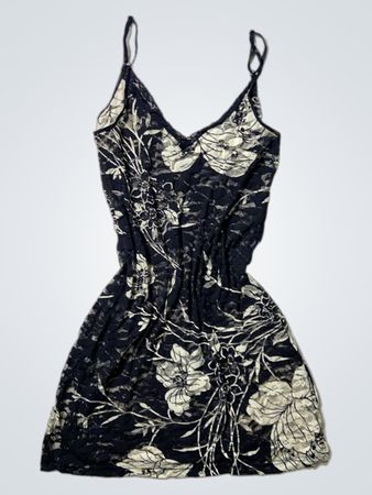 Black Floral Lace Mini Dress