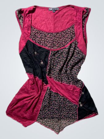 TQF Collection Pink and Black Floral Top