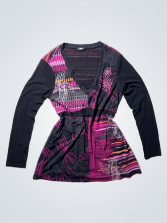 G.M. Pink and Black Patterned Dress