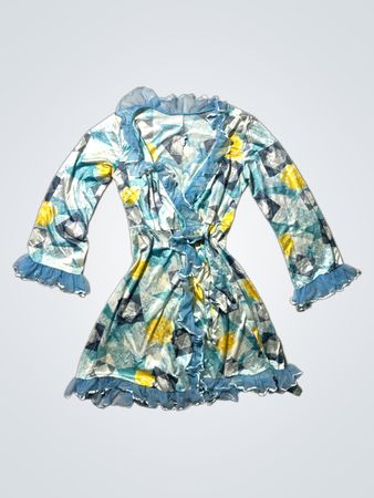 Blue Floral Ruffled Dress