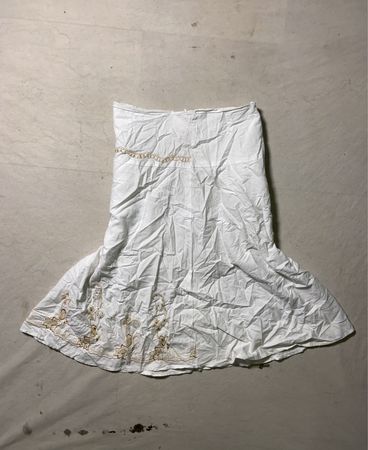 White Skirt with Gold Embroidery