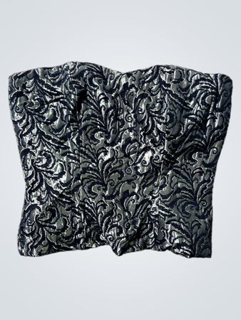 Fabric with Black and Silver Floral Pattern