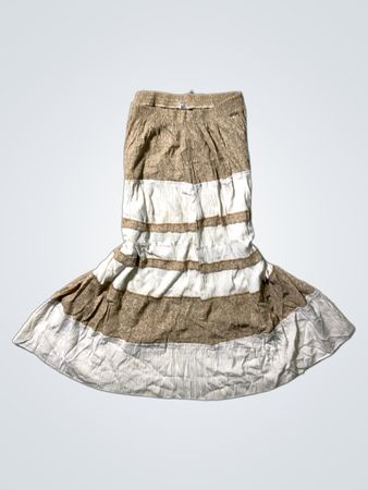 Brown and White Tiered Skirt