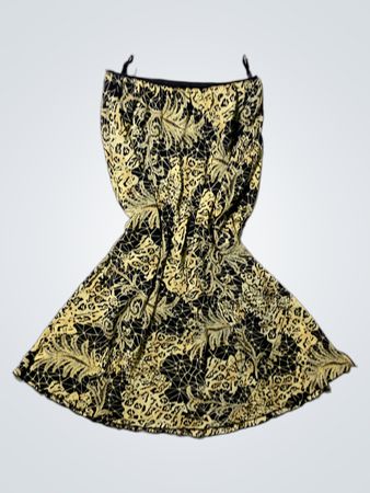 Black and Beige Floral Pattern Dress