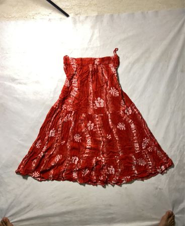 Intense Red Tie-Dye Floral Maxi Dress