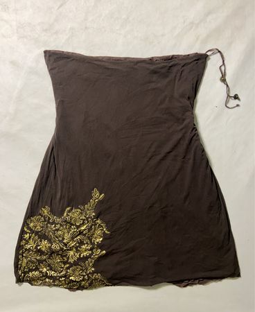 Brown Dress with Gold Floral Design