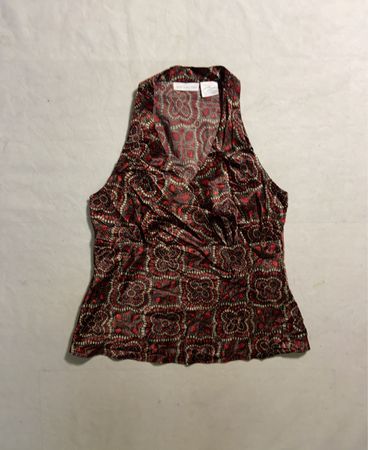 WORTHINGTON Women's Red Patterned Sleeveless Blouse