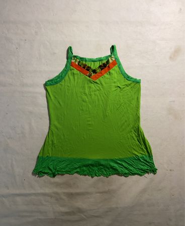Green tank top with v-neck detail