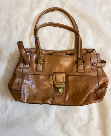 Braune Satchel-Handtasche aus Kunstleder