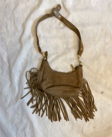 Brown Suede Fringe Shoulder Bag