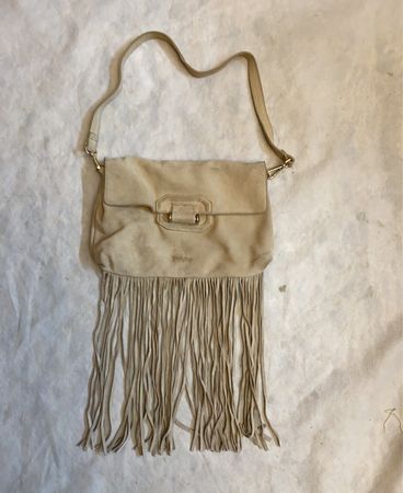 Celine Wildleder-Schultertasche mit Fransen