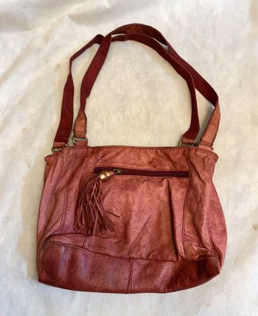 Cabasole Red Leather Tassel Shoulder Bag
