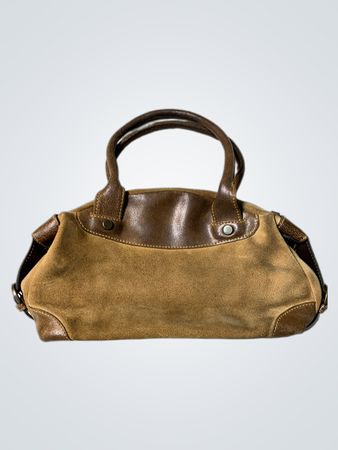 MENBUR braune Wildleder-Handtasche mit Überschlag