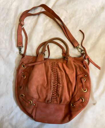Orange Suede Hobo Bag