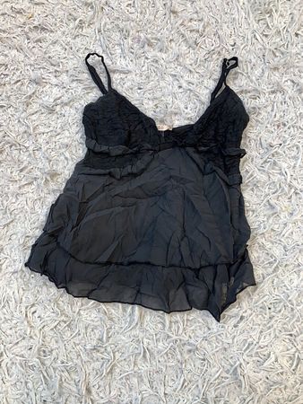 R.E.D. Valentino Black Ruffle Cami Top