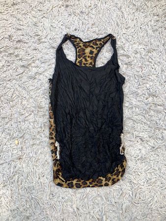Black and Leopard Print Tank Top