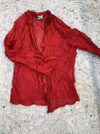 Red Long-Sleeve Blouse