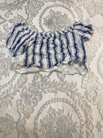 Zara Blau-Weiße Gestreifte Bluse